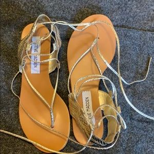 Steve Madden metallic lace up sandals